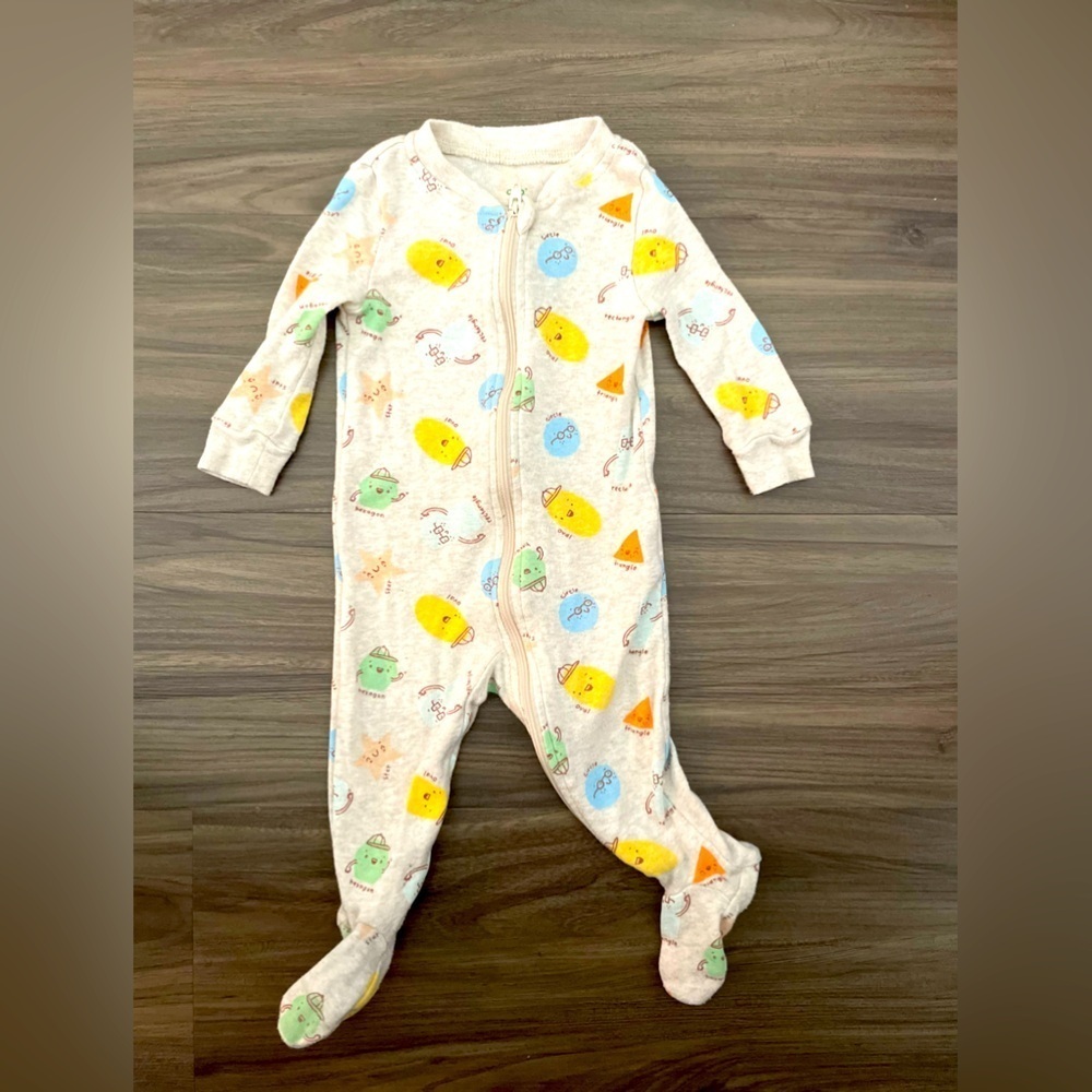 Dip Kids One Piece Footies - Yellow, Blue, Green Shapes Pattern size 3-6M